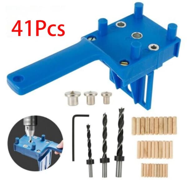41 STK Træbearbejdning Doweling Jig Sæt Træbearbejdning Punch Locator Blue