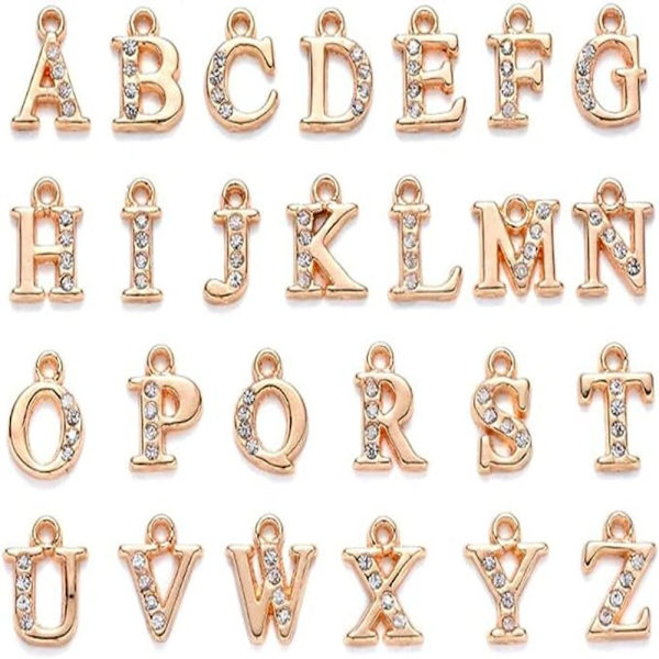 Rhinestone Charms Platina Metall Krystall Krystall bokstav A~Z