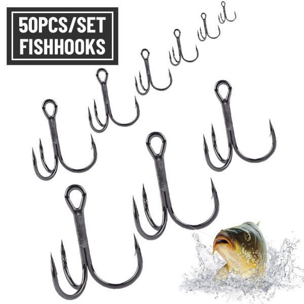 50 st/ set fiskkrokar högt kolstål 8 8 8