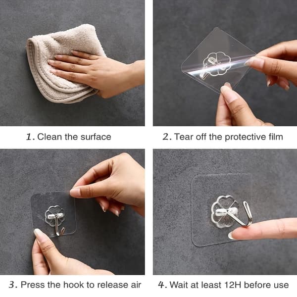 24 kpl Seinäkoukut Seinäripustimet Kylpyhuonekoukut Clear 24Pcs-24Pcs
