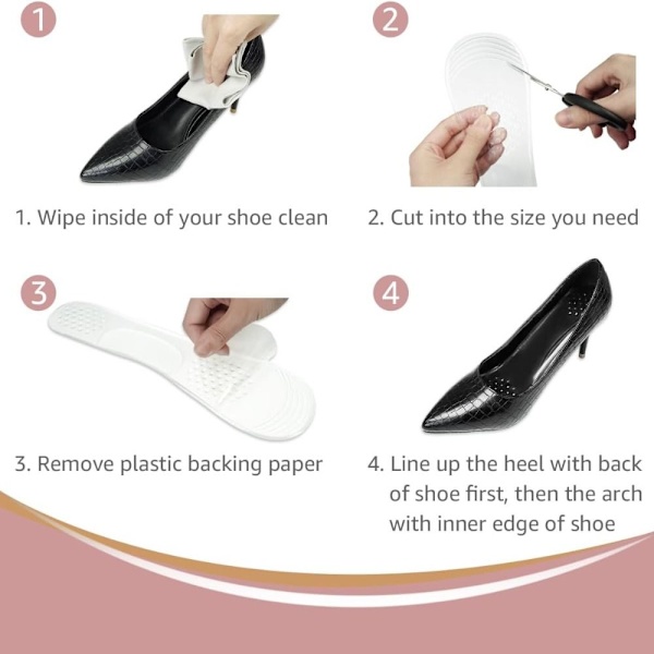 1 par Invisible Shoe Insoles High Heel Inserts Gel Cushion