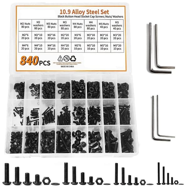840st Muttrar och bultar Kit Bultar och muttrar Brickor Kit Metrisk