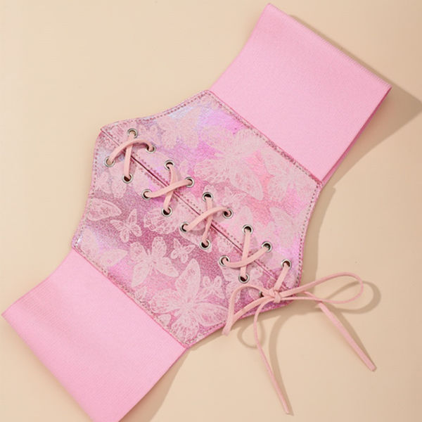 Unikt print dekor bälte kvinnlig midja korsett ROSA pink