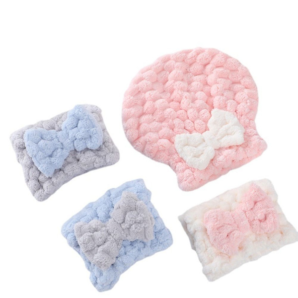 Bowknot Dry Hair Hat Kuivahiuspyyhe HARMAA grey