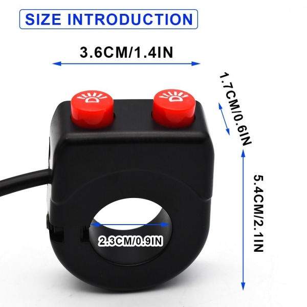 2 stk Motorsykkel Kombinasjonsbryter Moto Light Controller A A A