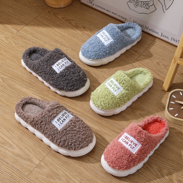 Fuffy Fur Tofflor Plysch Flat Tofflor GRÅ 40-41 Grey 40-41