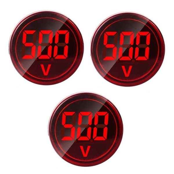 3 stk Digital Display AC Spenningsindikator Rundt hode LED