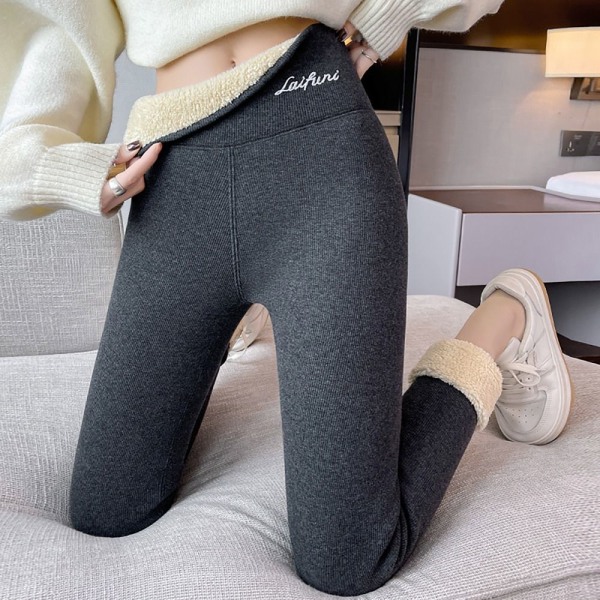 Vinter Thicken Leggings Ull Fleecebukser LIGHT GREY M LIGHT GREY M