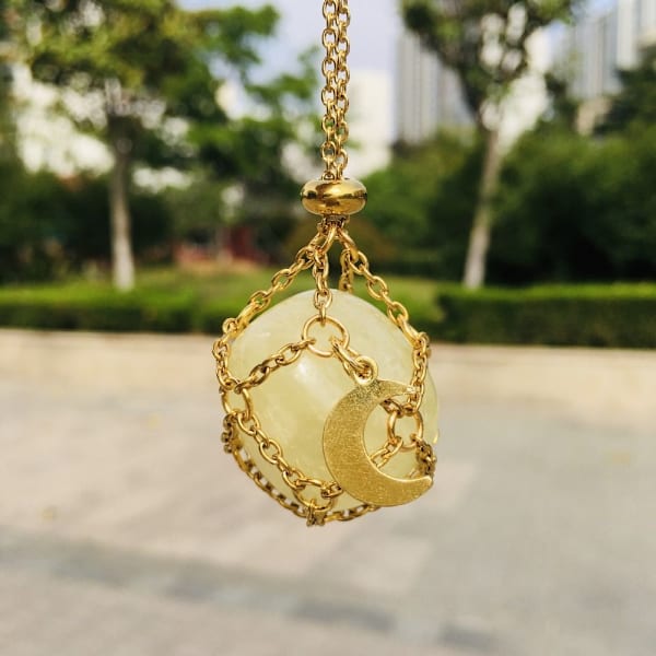 Crystal Holder Cage Kaulakoru Crystal Net Metal Kaulakoru GOLD Gold Citrine-Citrine