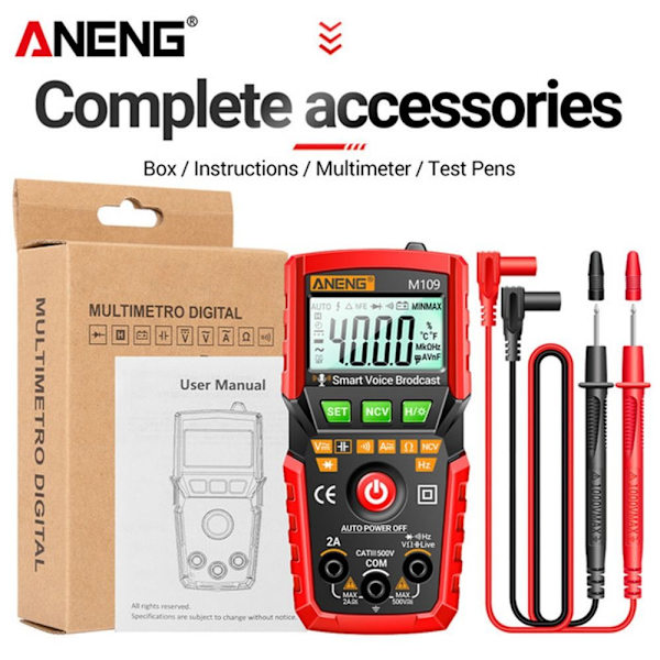 Digital Multimeter Multimetro Meter RØD Red