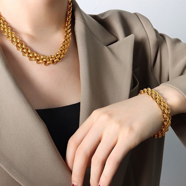 Överdrivet halsband Trendiga Coola Kvinnor Halsband Armband GULD Gold Bracelet-Bracelet