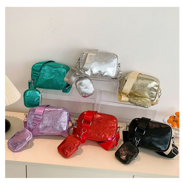 Axelremsväska med paljetter Crossbody-väska SILVER Silver