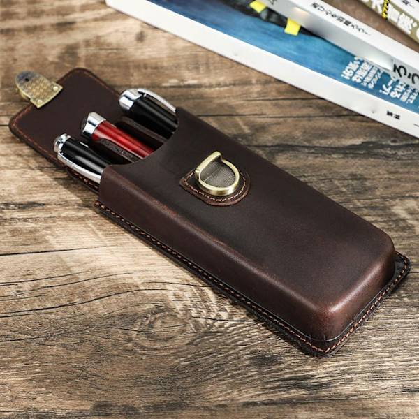 Penetui i ægte læder Blyantpose BEIGE 3 PLATSER 3 PLATSER Beige 3 Slots-3 Slots