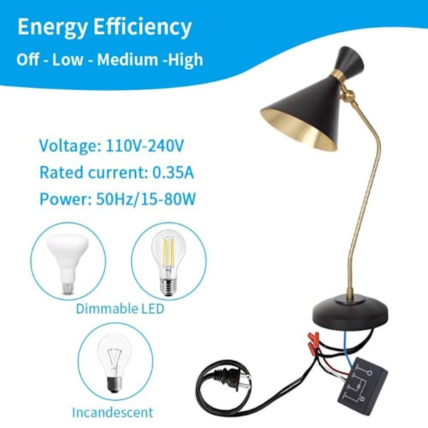 2 st Lampdimmer Touch Lamp Kontrollmodul Touch Ljusbrytare Black