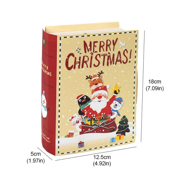 5 stk. Merry Christmas Candy Boxes Book Shape Pakkeæske 5pcs