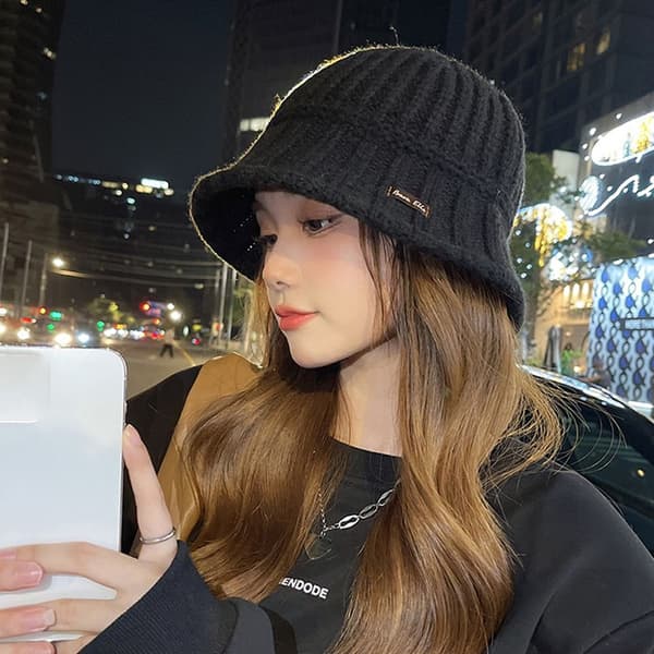 Knit Buket Hat Fisherman Hat COFFEE coffee