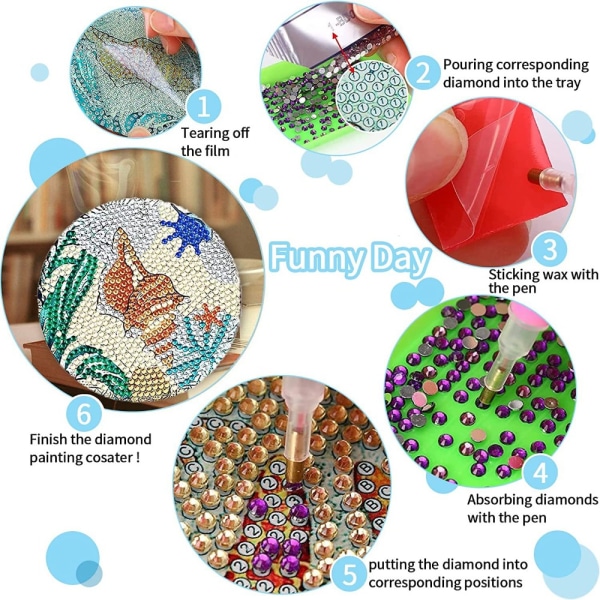 6 kpl / set DIY Diamond Painting Coaster Table Placematto DD D