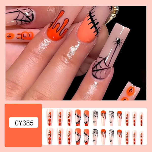 Halloween Almond Fake Nails Ballerina tekokynnet 4 4 4