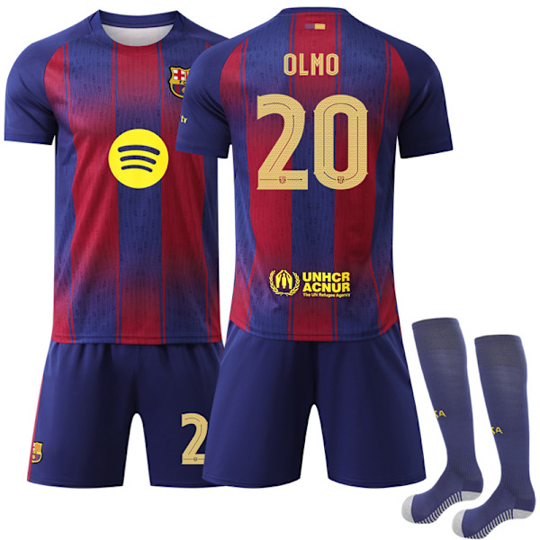 2025-2026 Barcelona Hjemme Champions League version fodboldtrøje nr. 20 Olmo 28
