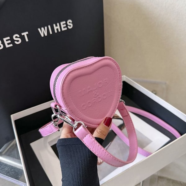 Søte hjerteformede mini crossbody-vesker Trend koreansk mote white