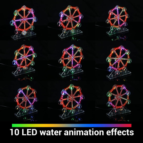 Maailmanpyörän malli Tee itse värikkäiden LED-valojen juotosharjoitus