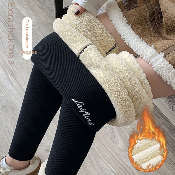 Vinter Thicken Leggings Ull Fleecebukser SVART M BLACK M