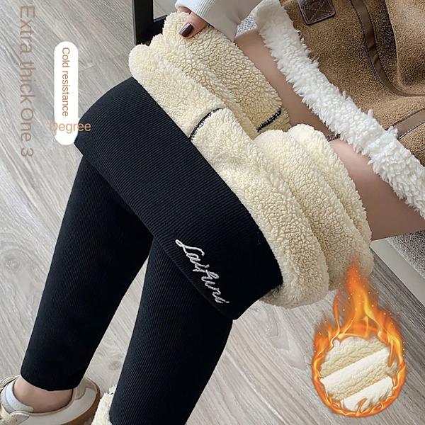 Winter Thicken Leggings Villa Fleece Housut MUSTA M BLACK M