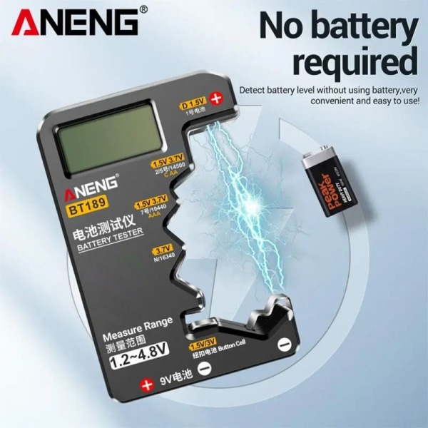 Batteritester Batteridetektor SORT Black