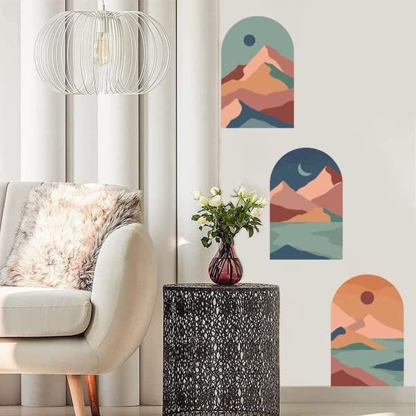 Boho Wall Decal Arch Seinätarrat Sun Moon Mountain Tarrat