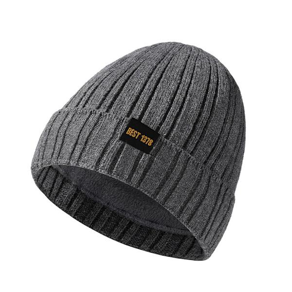 Fleece Warm Stickad Hat Manschettstickad Beanie LJUSGRÅ light grey