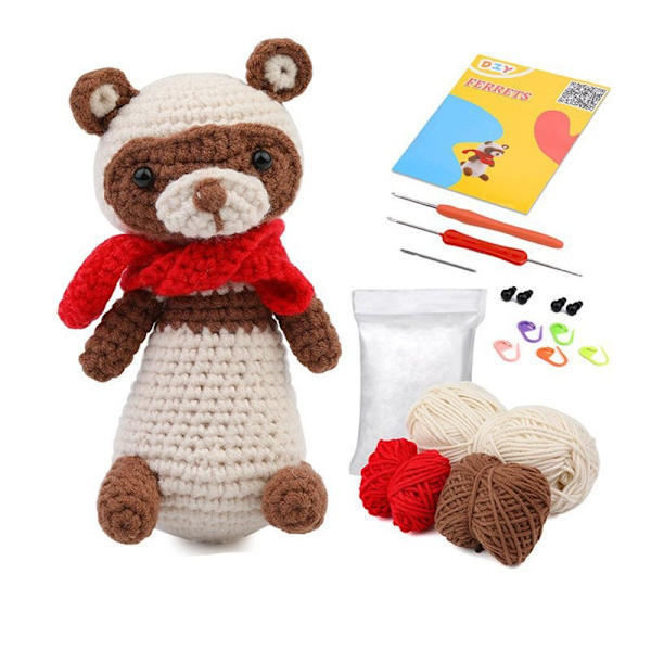 Virkningssats för nybörjare Crochet Animal Kit 07 07 07