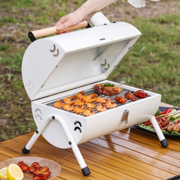 Utendørs Camping Grill Bærbar BBQ Grill Grill HVIT White