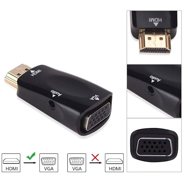 HDMI til VGA-adapter HDMI til VGA-konverter KVINNE TIL KVINNE female to female