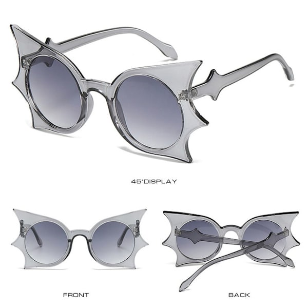 Lepakon muotoiset aurinkolasit Halloween-lasit CLEAR GRAY CLEAR GREY Clear Gray