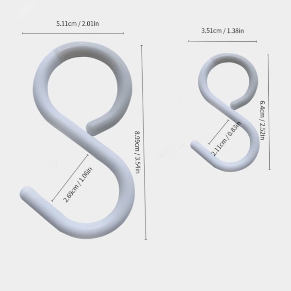 12 Stk S Kroge S Formede Kroge S Bøjler Kroge White 12Pcs-12Pcs
