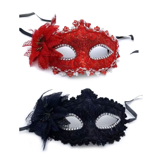 2 STK Masquerade Mask Side Blomster Halv-ansigt Ansigtsdekoration