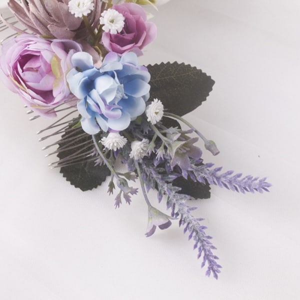 Flower Hair Comb Bridal Tiara PURPLE purple