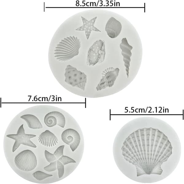 3 Stk Silikonform Bakeformer Havtema kakeformer