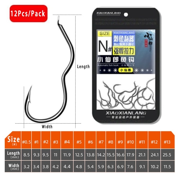 12 st/förpackning Fiskkrok Automatisk Flip Fiskkrok 6 6