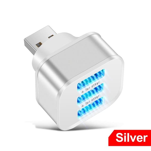 USB 2.0 Hub Mobiltelefon Oplader SØLV silver