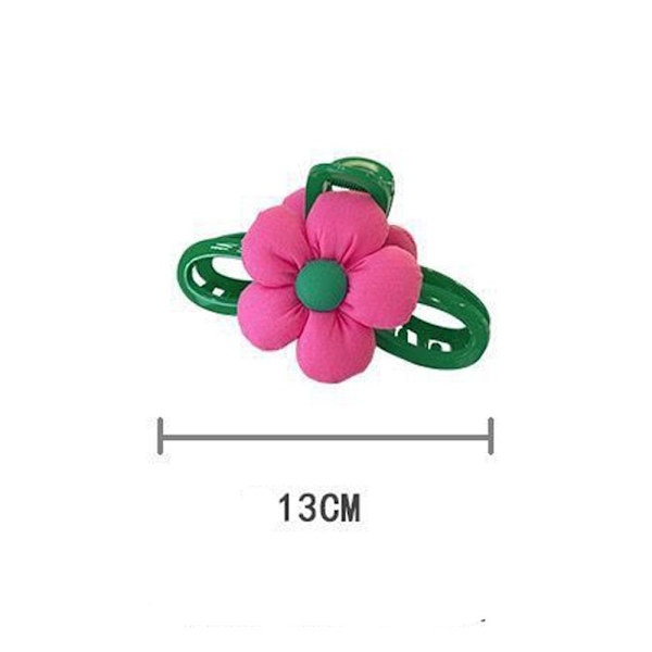 Shark Clamp Röd Blomma Hårklo Grön Clip Hårnål 13cm