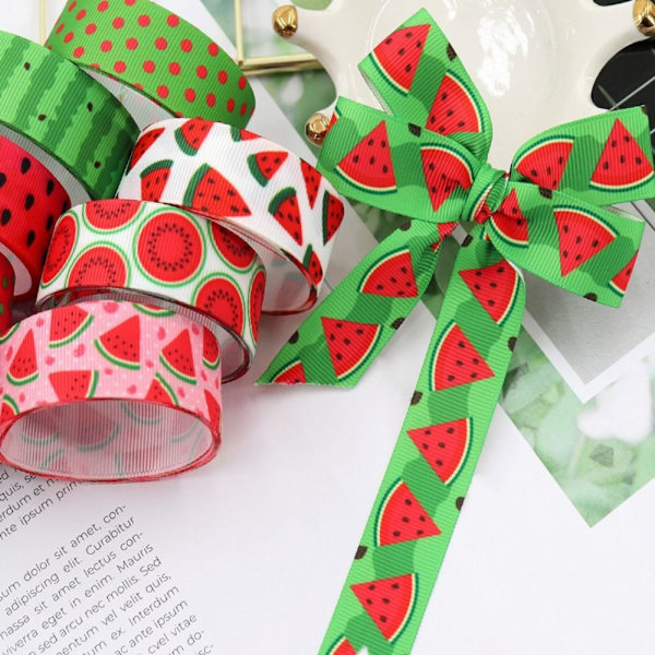 4 rullar 20 Yards Watermelon Ribbon Wired Edge Ribbon Sommar