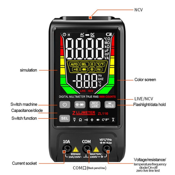 Digital Multimeter Spänningsdetektor Spänningsmätare