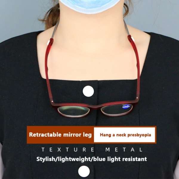 Anti-Blue Light lukulasit Pyöreät silmälasit PUNAINEN VAHVUUS Red Strength 200