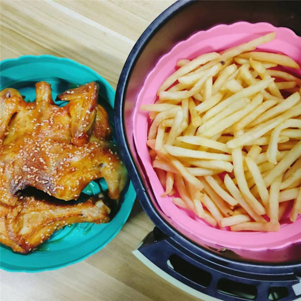 Air Fryer Basket Silicone Pot PINK pink