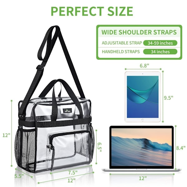 Klar Taske Transparent Håndtaske SORT Black