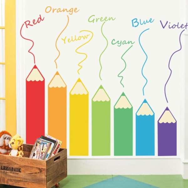 7 ark fargerike blyanter Veggdekaler Akvarellblyanter
