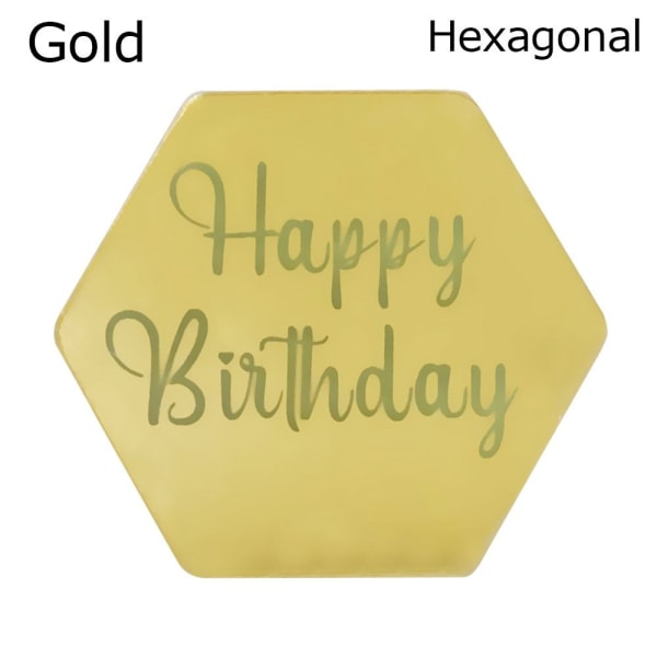 10st Cake Top Flagga Cupcake Topper GULD HEXAGONAL HEXAGONAL Gold Hexagonal-Hexagonal