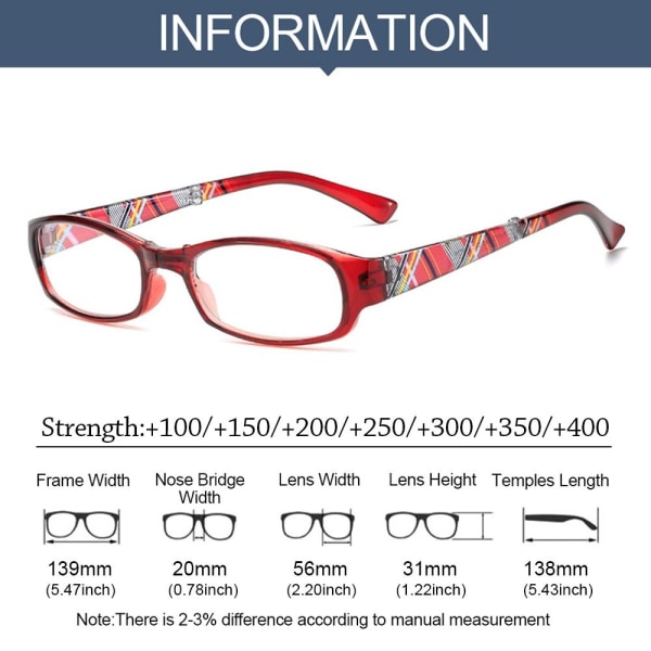 Anti-blåt lys læsebriller Firkantede briller LILLA Purple Strength 250