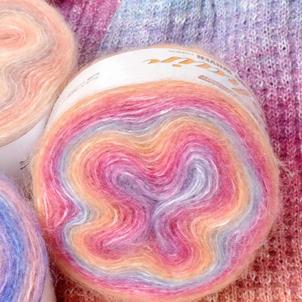 250M Rainbow Mohair Lanka Gradient Color Cake Lanka 10 10 10